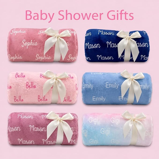 Custom Blankets with Name for Girls Boys Baby Shower Blanket Gifts,Personalized Ultra Soft Cozy Fleece Name Blankets for Kids Teen Girls Grandkids Christmas Stuffers Gifts