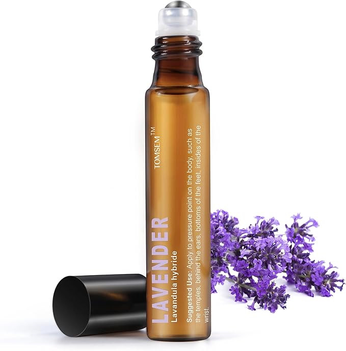 French Lavender Essential Oil Roll On, Pure Lavender Rollerball with Carrier Oils, Aromatherapy Roll On for Daily Relaxation, Easy Apply on Wrists, Temples & Neck, Travel Size 10ml