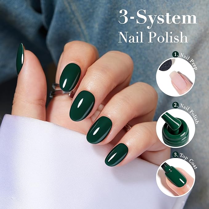 AZUREBEAUTY Deep Forest Green Nail Polish, St. Patrick's Day Quick Dry Formula, Strengthening Natural Nail Treatment, Home Salon DIY, Women Gift, 0.34 Fl Oz