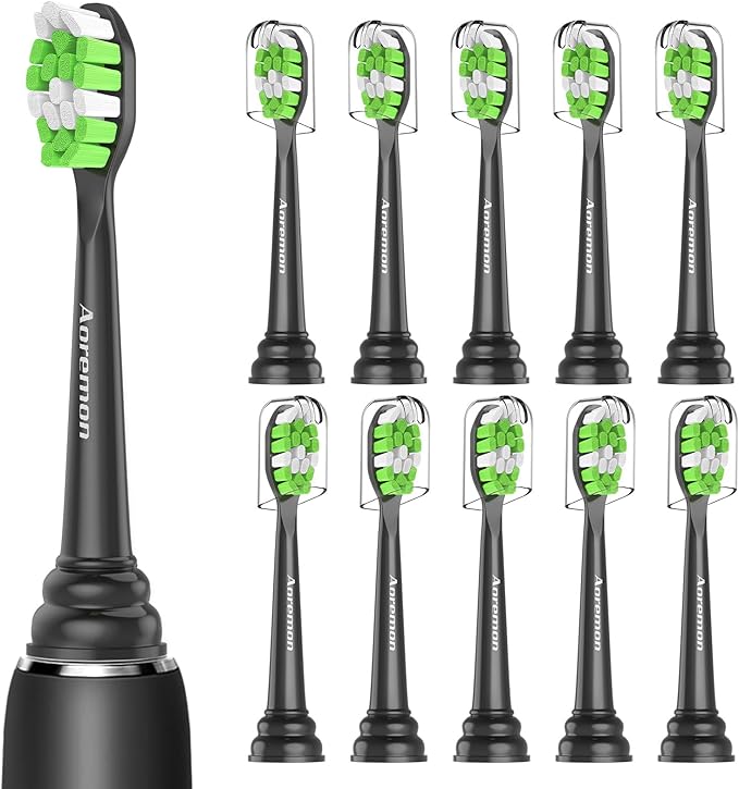 Aoremon Toothbrush Replacement Heads for Phillips Sonicare Replacement Brush Head Compatible with Most Philips Sonicare Click-on Electric Toothbrush, Black 10 Pcs