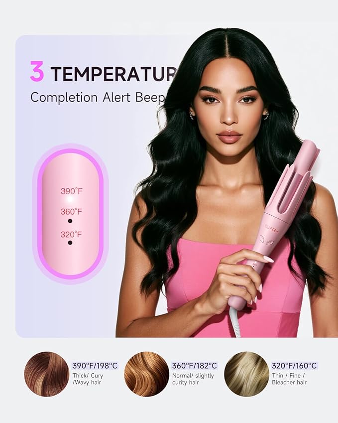TSUYAGLA Automatic Curling Iron,1 1/4 Hair Curler with 3 Temperatures, 10S Fast Heating, 2-Way Rotation, 30 Min Auto Shut-Off, 500 Million Ionic, Anti-Scald-Tangle for Long Hair