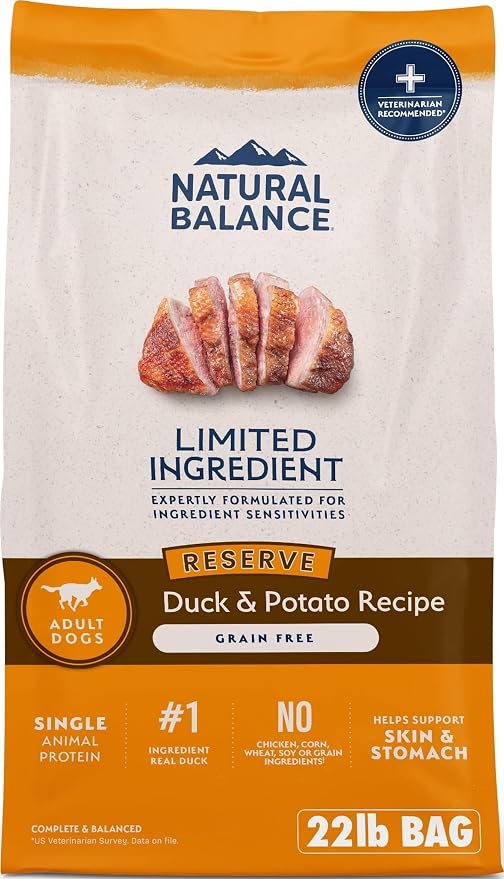 Natural Balance Limited Ingredient Adult Grain-Free Dry Dog Food, Reserve Duck & Potato Recipe, 22 Pound (Pack of 1)