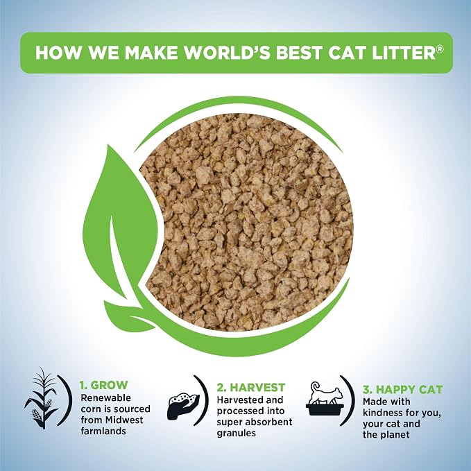 World's Best Cat Litter, Poop Fighter, Urine & Poop Odor Defense, 32 lb Bag | Neutralizes urine and poop odor with plant-based blockers; natural corn litter, quick clumping, flushable, 99% dust free