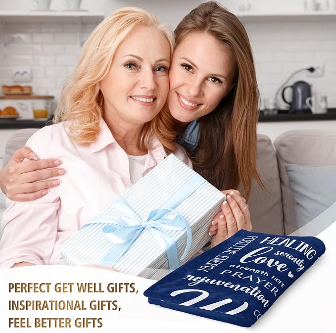 Warm Hugs Healing Blanket, Get Well Gifts for Women Men | Cancer Care, Get Well Soon Gift for Women Friend, Sympathy Inspirational Blanket, Soft Comfort Throw Blankets 50"x 60"