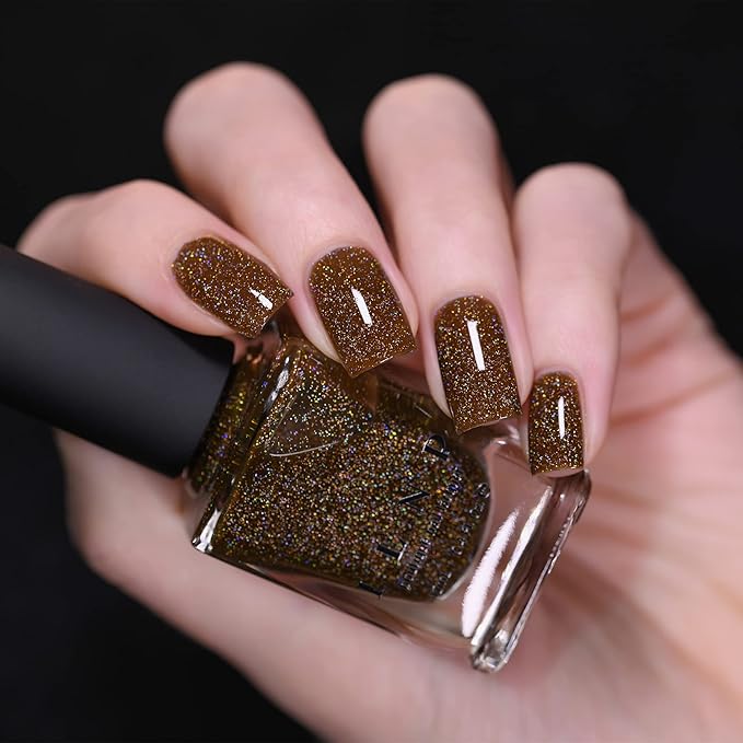 ILNP Timber - Warm Walnut Brown Holographic Jelly Nail Polish