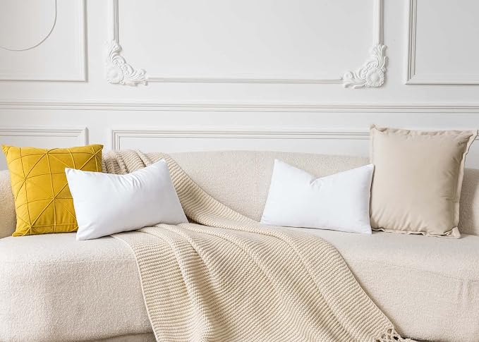 White 24x24 Pillow Covers Decorative Velvet Throw Pillow Covers Set of 2 | JUSPURBET Soft Cushion Covers with Invisible Zipper for Modern Couch Sofa Bed Living Room Bedroom Home Decor
