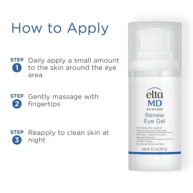 EltaMD Renew Eye Gel,Serum for Dark Circles and Puffiness,Under Eye Serum for Face,Anti Aging,Minimizes Fine Lines and Wrinkles,0.5 oz Pump,(Pack of 2)