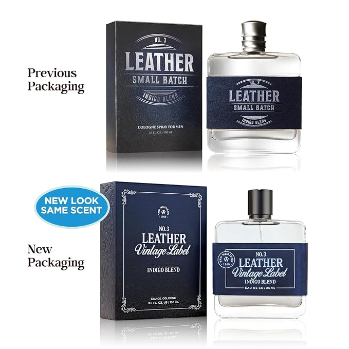 Tru Western Leather No. 3 Men’s Cologne Spray, Private Reserve, Small Batch, Indigo Blend, Velvety Citrus, Blue Vetiver & Sueded Sandalwood Notes, 3.4 fl oz (100 ml)