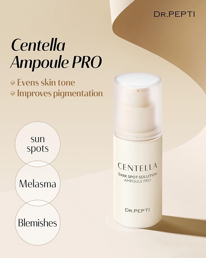 DR.PEPTI Centella Blemish Solution Ampoule Pro - Korean Face Serum for Uneven Skin Tone Marks Sensitive Skin with Niacinamide Tranexamic Acid Glutathione, 1.01 fl.oz.