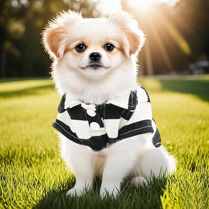 Pistha Dog Shirt Polo Shirt Striped Puppy Clothes for Boy Girl Pets | Dog Shirt Dog Clothes Pet Clothes with Summer Button Up for Small Medium Dogs Cats