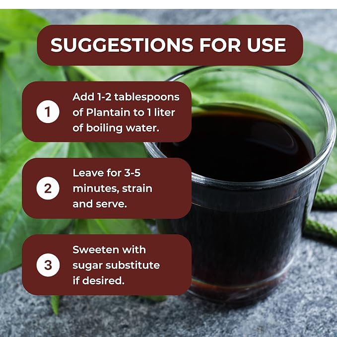 Hanan Plantain Leaf Tea (Llanten) 1.1 oz (30 g) - Loose, Dried Llanten Plant Leaves from Peru, 1.06 Ounce (Pack of 1)