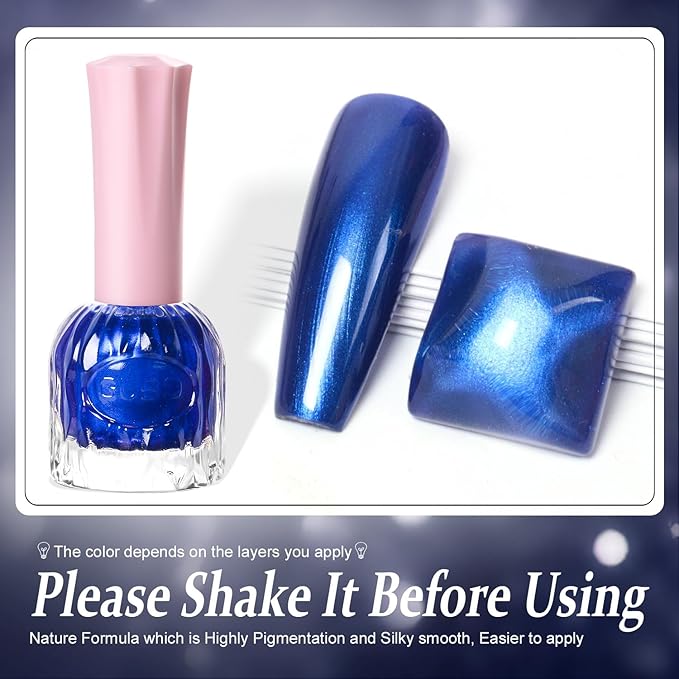 Major Dijit Quick Air Dry Nail Polish Glitter Blue Regular Nail Polish Non UV Gel Hema 0.34 fl oz.