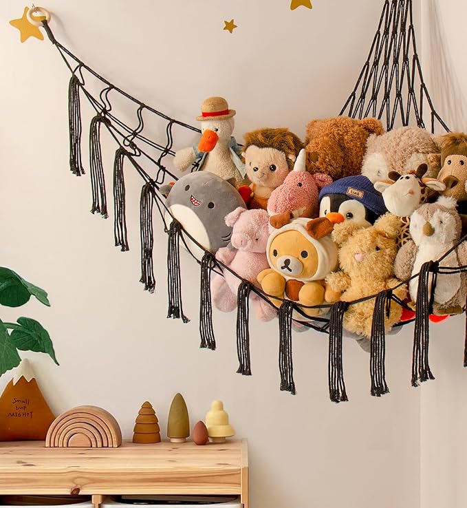 mirolam Stuffed Animal Storage Hammock Net - Toy Hammock Net for Stuffed Animals Corner - Hanging Stuff Animal Organizer Holder Large Organization Boys Room Decor