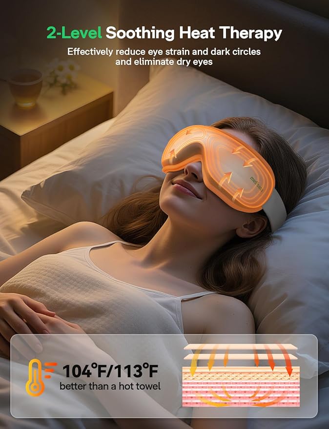 Medisana Eye Massager with Heat, 30dB Ultra-Quiet Eye Massager & Bluetooth Music Eye Massage Mask for Eye Strain Relief, Eye Mask Massager to Reduce Stye, Birthday Christmax Gifts for Women/Men