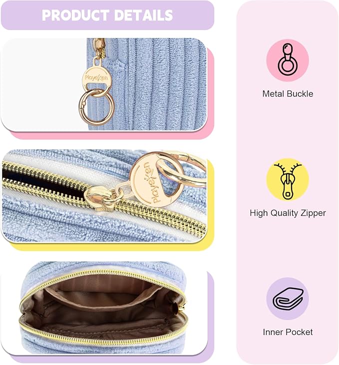 Period Bag for Teen Girls, Fluffy Corduroy Sanitary Napkin Storage Bag, Cute Menstrual Pad PouchTampon Holder for Purse (Beige)