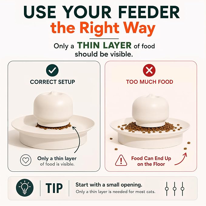 Cat Slow Feeder, Adjustable Cat Slow Feeder for Indoor Cats, Cat Food Dispenser with Twist-to-Adjust Food Flow, Interactive Dry Food Feeder, Gravity Cat Feeder for Fast Eaters