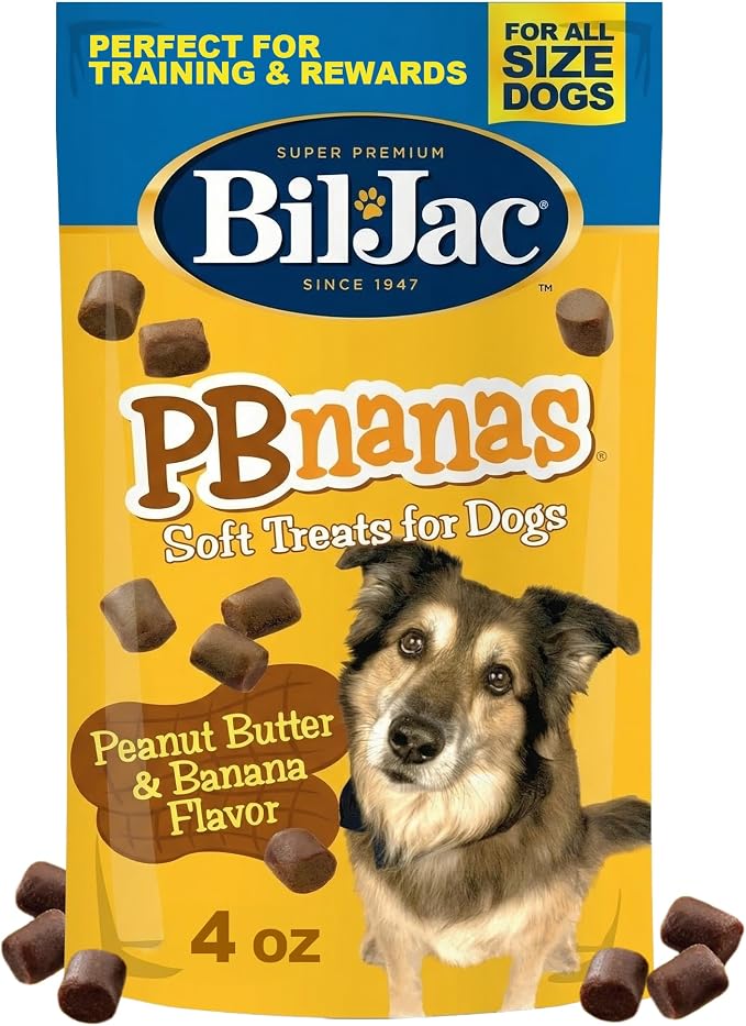 Bil-Jac PB-Nanas Soft Dog Treats with PB & Banana Flavor | 4 oz | Soft & Easy-to-Chew Treats with Real Chicken as the #1 Ingredient, Perfect for Training, Rewarding & Adding Fun to Their Day