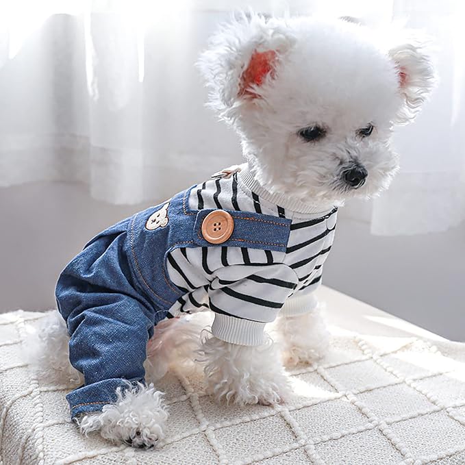 Dog Stylish Overalls Comfortable Puppy One Piece Outfits Summer Bib Overalls for Small Dogs Cute Pet Jumpsuit Onesie Chihuahua Yorkies Birthday Holiday Clothes Costume