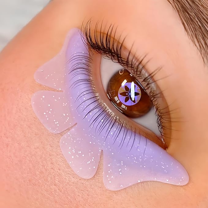 Lower Lash Lift Pads Silicone Under Eye Patch Bottom Eyelash Perm Rod Lash Lifting Shields For Lower Eyelash Curling Reusable Butterfly Pad For Perming Eyelashes and Protect Eyelids (Purple)
