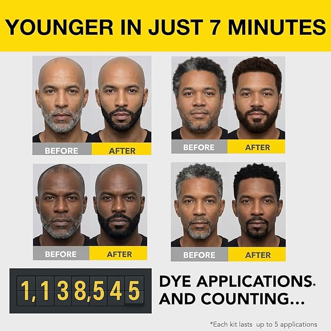Reusable Hair & Beard Dye for Black Men – Black | Up to 5 Uses, 7 Minutes | Natural Gray Coverage, No-Drip Cream with SkinArmour® – Cleverman