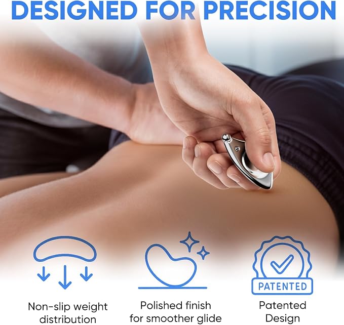 Myofascial Releaser Compact Muscle Scraper Tool – 304 Stainless Steel Portable IASTM & Gua Sha Scraping Instrument with Ergonomic Grip for Manual Bodywork and Massage Techniques