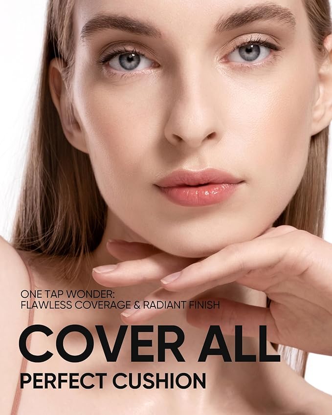 Full Coverage Cushion Foundation, Weightless, Skin Fit, Satin Glow Finish, Oil-Control Waterproof Foundation, Sweatproof Flawless BB Cream CC Korean Makeup,Tattoo Cover Up, Buildable(#29C Taupe Beige)