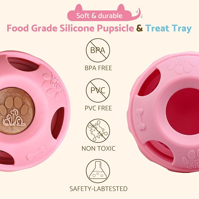 Party Popsicle and Treat Tray, Silicone Long-Lasting Interactive Dog Toys, Frozen Treat Dispensing, Keep Your Pup Busy, Compatible with Woof Pupsicle Chicken Refill Pops, for Dogs 24-70 lbs