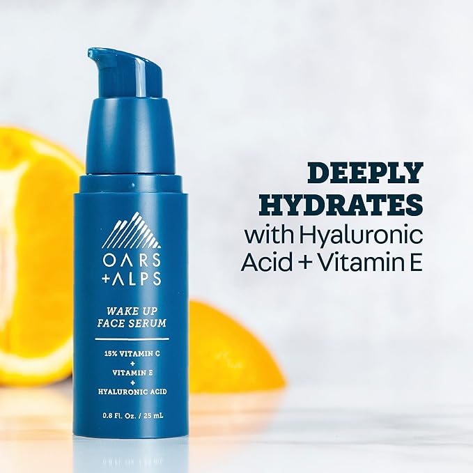 Oars + Alps Vitamin C Serum for Face, Anti Aging Face Serum with Vitamin C, Hyaluronic Acid, and Vitamin E, All Skin Types, Targets Wrinkle, Dark Spots, Lines, Uneven Tone, TSA Friendly, 0.8oz