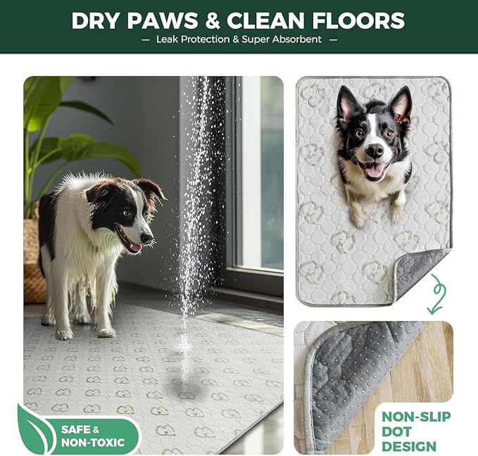 FXW Washable Pee Pads for Dogs, Super Absorbent, 63" Square, 2 Packs | Machine washable, Non-slip backing, Fits 24"H 8-Panel FXW Rollick/Homeplus Playpens