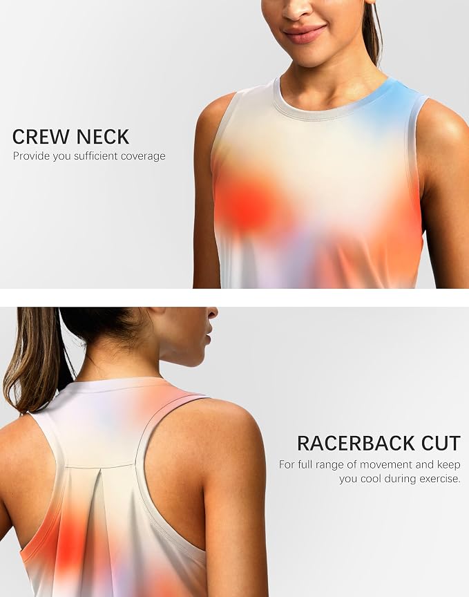 Women's Workout Tops Racerback Athletic Tank Tops Sleeveless Loose Fit Yoga Running Gym Shirts for Women
