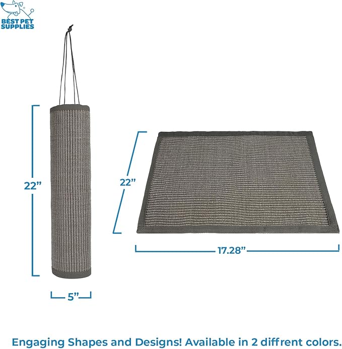 Best Pet Supplies Catify Hanging Cat Scratcher - Log, Gray | Cat Door Scratcher, Scratching Mat, Heavy Duty Sisal, Furniture Protector, Safe for Paws, Non-Slip, Durable, Multi-Functional