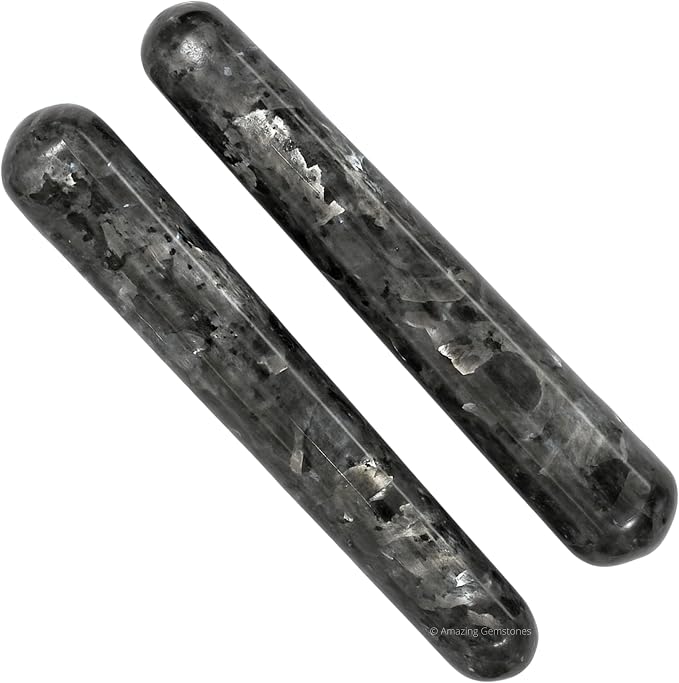 Amazing Gemstone Larvikite Crystal Wand Massage Stick - Pelvic Wand Gua Sha for Adults - Crystals and Healing Stones Massage Wands for Adults Gifts (Smooth)
