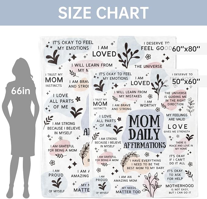 BaubleDazz New Mom Gifts Blanket, Mom Daily Affirmations(80" x 60") | Postpartum Pregnancy Gifts for First Time Moms, Mommy to Be, Mama, New Mom Essentials, Birthday Gifts for Mom