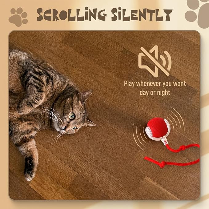 Interactive Rolling Dog Ball, 2026 New Automatic Interactive Dog & Cat Ball Toy, Self-Moving 360° Rolling Ball for Dogs & Cats (Red)