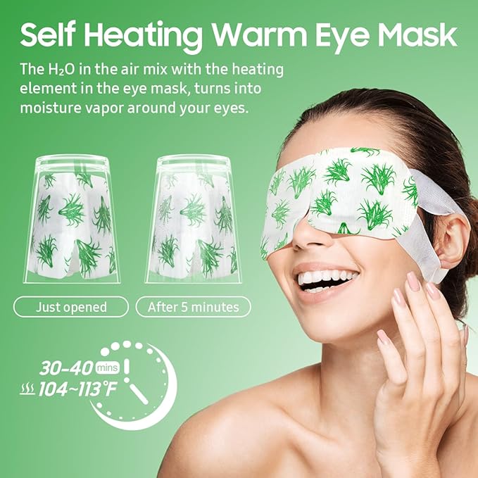 20 Packs Steam Eye Mask, Heated Eye Mask Warm Compress for Eyes, Disposable Self Heating Steam Mask for Home, Sleep, Spa, Travel Essentials & Relaxation Gifts for Women (Lemongrass)