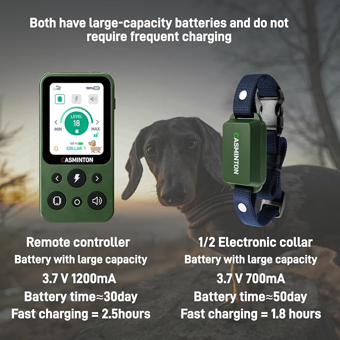 Shock Collar for Dogs [CRS01] 126 Training Levels,4Powerful Modes with 2.8inch LCD high-Definition display100% Safe Training Collar for Large Medium Small Dogs IPX7 Waterproof (Green)