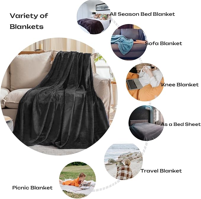 Dark Grey Fleece Plush Throw Blanket 50"x60"for Couch Fuzzy Cozy Flannel | Super Soft Lightweight Microfiber Blanket for Sofa Bed bedroom Home Decor All Season,Birthday Gifts for Women Mom Adult