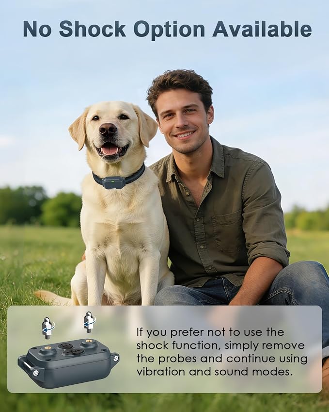 Shock Collar for Dogs, Dog Training Collar with Remote Control | IP67 Waterproof Receiver, Beep, Vibration, Safe Static Modes, Rechargeable，Adjustable Fit for 15–110 lb Dogs