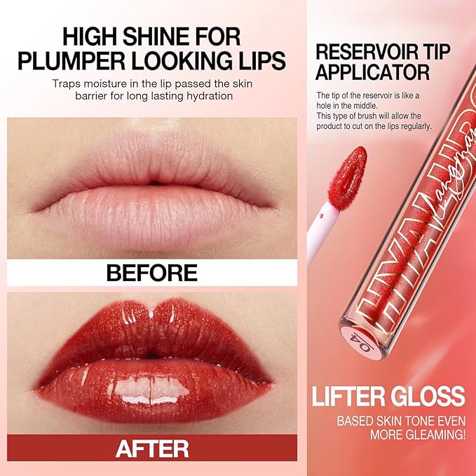 Clear Lip Gloss Lip Plumper Gloss Tinted Glitter Lipgloss Lip Oil Teens Moisturizing High Shine And Vegan Plumping Lip Gloss For Women Girls Long-Lasting Dry Lip Care (01)