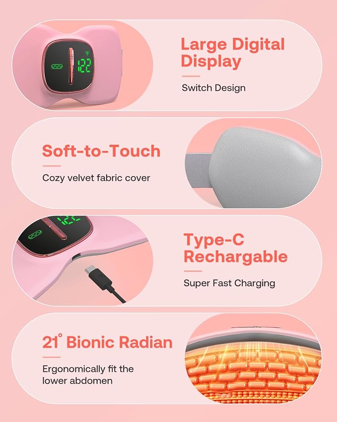 Heating Pad for Period Cramps, Portable Menstrual Heating Pad, Period Pain Relief Heated Pad, Back or Belly Heating Belt, for Her Women Girl Friend Wife