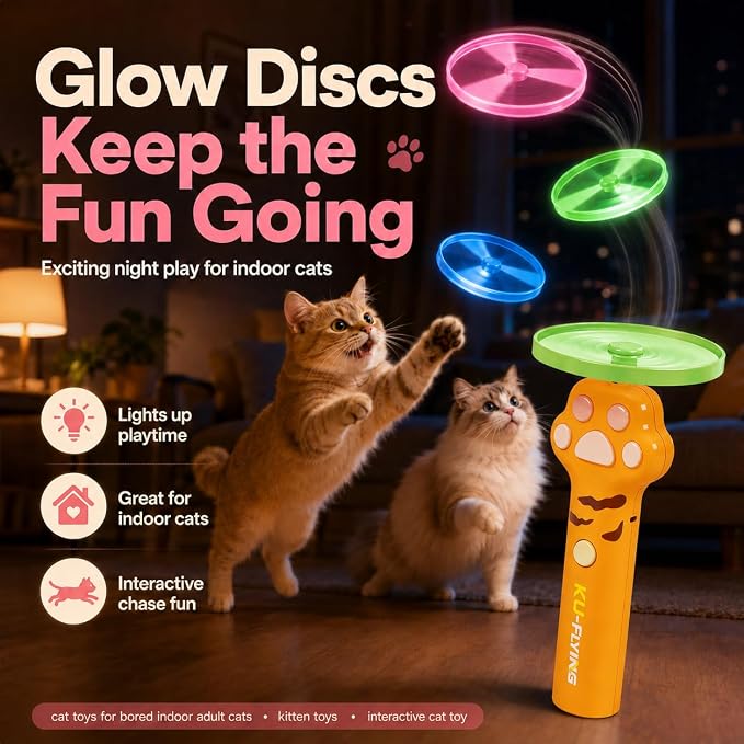 Cat Toy Launcher for Kitten Toys, Cat Toys Interactive, Automatic Cat Toy | Interactive Cat Toys for Indoor Cats, Cat Fetch Toy Launcher with 10 Discs, Cat Toys for Bored Indoor Adult Cats,Best Cat Toy