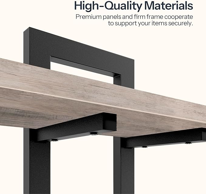 HOOBRO Floating Shelves, 15 Inch Wall Shelf Set of 4, Wall Mounted Storage Shelves 2-Tier, Hanging Bathroom Shelves, for Living Room, Bedroom, Bathroom, Kitchen, Greige and Black BG32BJP401