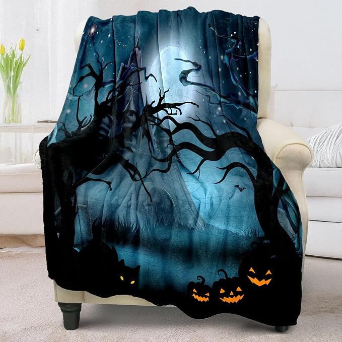Cute Halloween Blankets for Kids/Teens/Women/Men/Adults, Spooky Blanket for Boy/Girls/Toddler, Fall Throw Blanket for Couch 50"x 60"