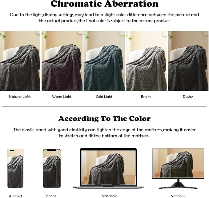 NEWCOSPLAY 3D Checkered Flannel Twin Blanket, Dark Grey, 60"x80" | Super Soft Cute Lightweight Decorative Premium Silky Fleece Blanket for Couch Sofa Bed, Gift for Women Men, All Season Use