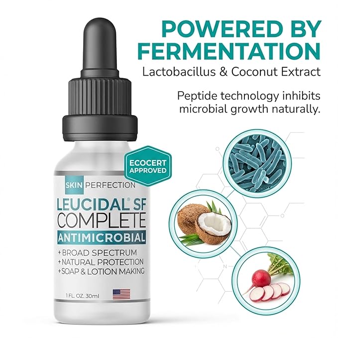 Skin Perfection Leucidal SF Complete - DIY Leucidal Liquid SF Natural Alternative Preservative for Lotion Making - Leucidal Liquid Complete with Lactobacillus & Coconut for Complete Protection 1oz