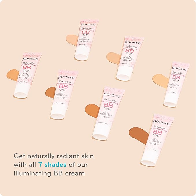 pūrlisse Radiant Glow Illuminating BB Cream with SPF 30 - Glow BB Cream Enriched with Goji & Hawthorn Berry for Dewy Skin - Helps to Improve Skin Texture & Radiance - Fair (1.4 oz)