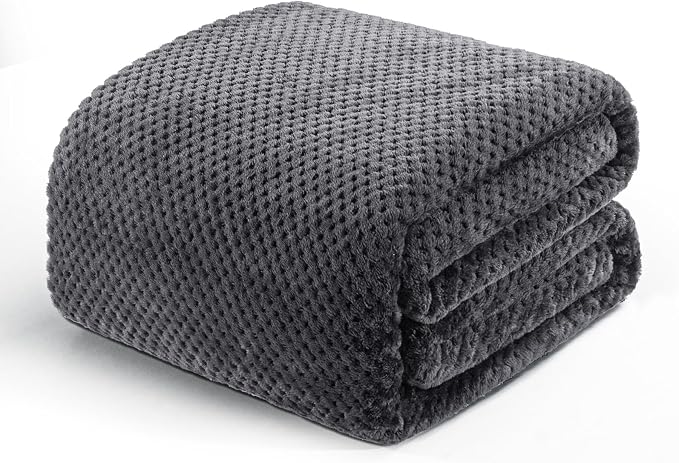 Exclusivo Mezcla Soft Waffle Fleece Bed Blanket King Size, Gray | Lightweight Plush Blanket for Bed, Bedroom, Cozy Flannel with Waffle Texture, Stylish Home Decor, All Season, 104x90 Inches