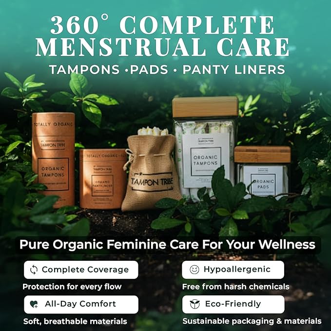 Tampon Tribe Organic Cotton Pads for Teens | 96 Absorbent Period Pads with Wings | 100% Organic Cotton, Hypoallergenic, Metal and Chemical-Free with Anti-Leak Edges | 96 Count - Teens