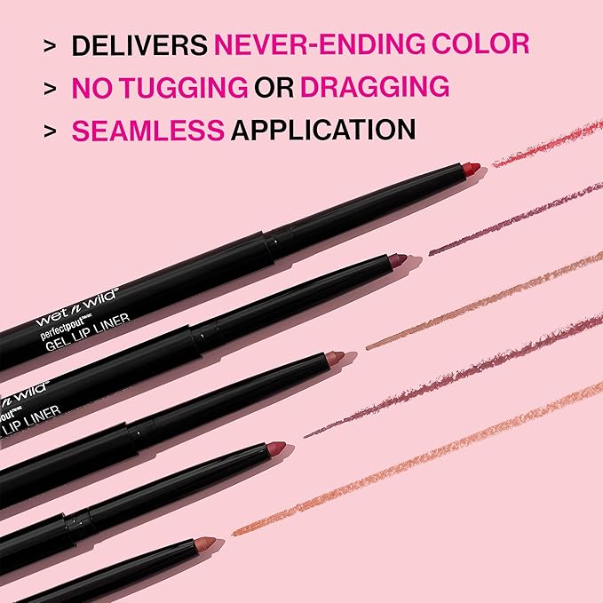 wet n wild Perfect Pout Matte Retractable Gel Lip Liner Pencil, Rich Creamy Long Lasting Color, Well-Defined and Flawless Application, Vegan & Cruelty-Free - Purple Lay Down the Mauves (Pack of 2)