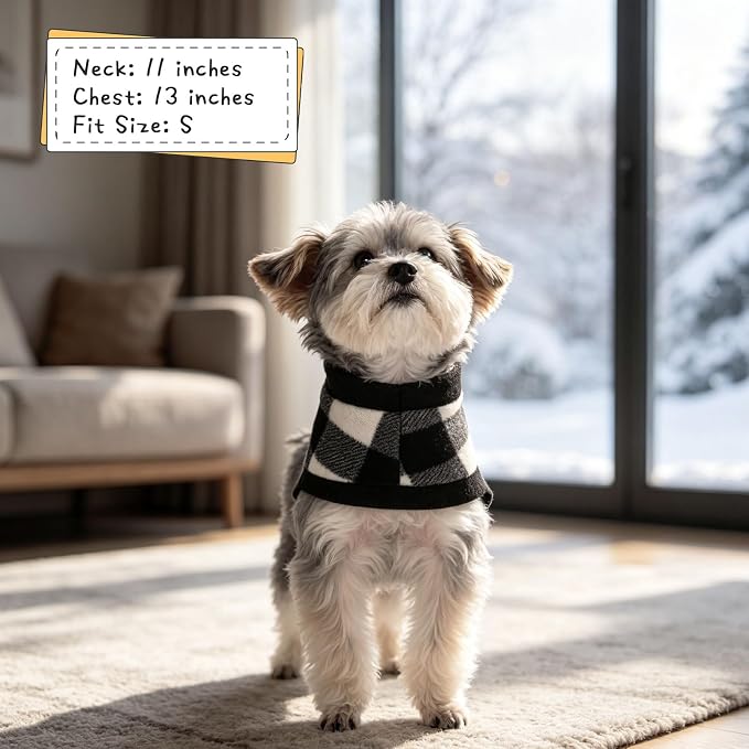 Plaid Cat Sweater - Pet Clothes Cat Puppy Vest Warm Fleece Hoodie for Cats, Fall and Cold Winter Coat Pullover Design, Buffalo Checked Sweatshirt Clothing Also for Small Dogs
